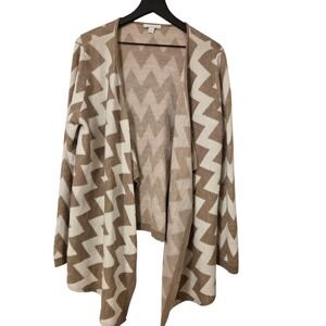 New York Company Women's Chevron Knit Open Front Cardigan Sweater Size L